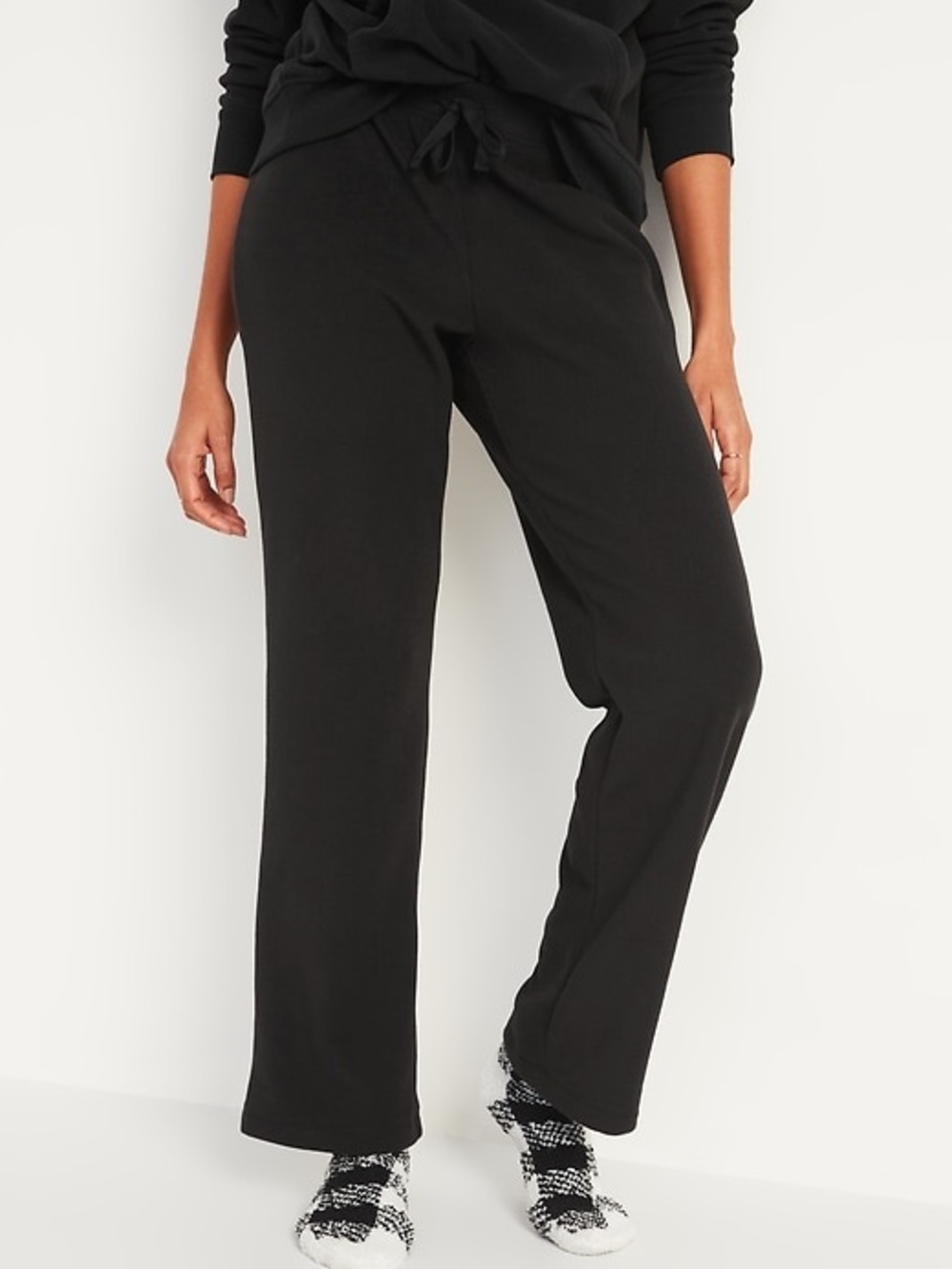 Old Navy Black Mid-Rise Fleece Pajama Pants Size Medium